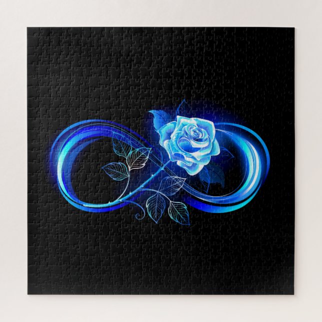 Puzzle Infinito brillante con rosa azul (Vertical)