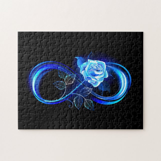 Puzzle Infinito brillante con rosa azul (Horizontal)
