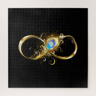 Puzzle Infinito con la pluma de pavo real dorado