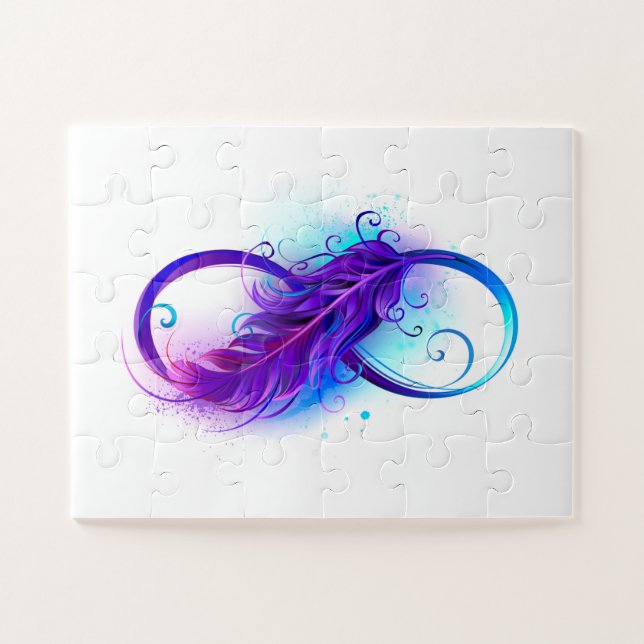 Puzzle Infinito con plumas púrpura (Horizontal)