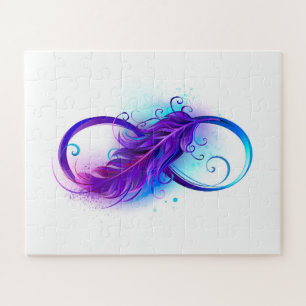 Puzzle Infinito con plumas púrpura