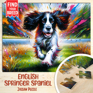 Puzzle Inglés Springer Spaniel Dog Retrato Arte Acrílico