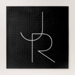 Puzzle Iniciales de superposición de 2 modernas | Blanco<br><div class="desc">Iniciales solapadas modernas.</div>