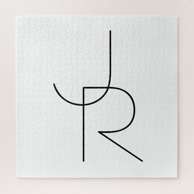 Puzzle Iniciales de superposición de 2 modernas | Negro s (Vertical)