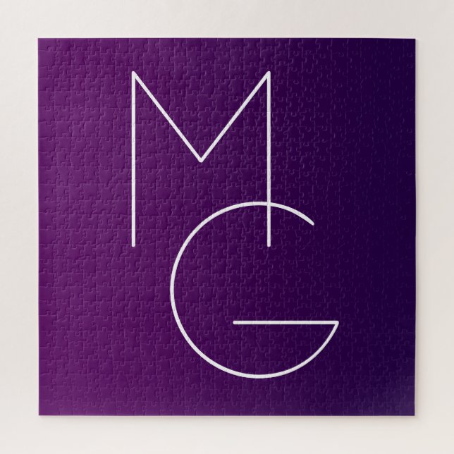 Puzzle Iniciales Modern 2 | Morado Profundo Suelo Ombre (Vertical)