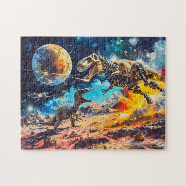 Puzzle Inmigrantes atacan dinosaurios en el espacio (Horizontal)