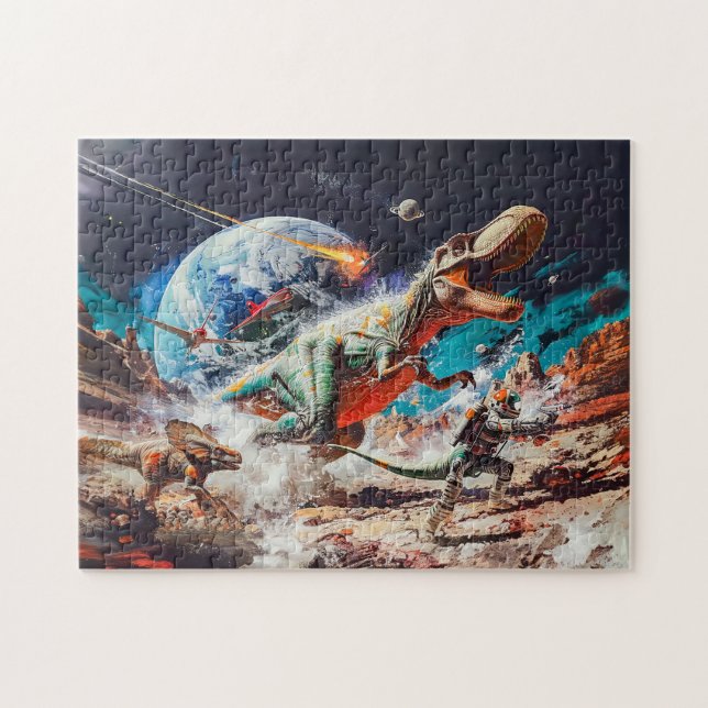Puzzle Inmigrantes atacan dinosaurios en el espacio (Horizontal)