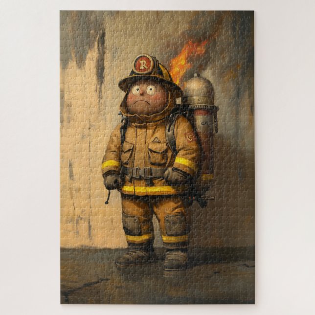 Puzzle Inquietud estremecedora: El bombero abrumado (Vertical)