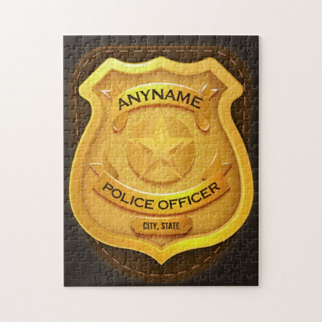Puzzle Insignia de NOMBRE de policía de sheriff (Vertical)
