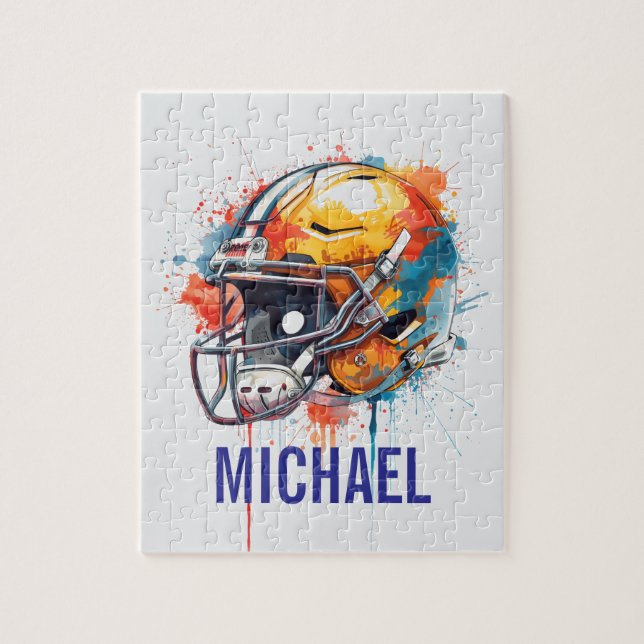 Puzzle Inspirational Motivational Football Helmet Name (Vertical)