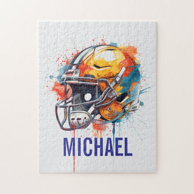 Puzzle Inspirational Motivational Football Helmet Name (Vertical)