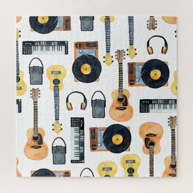 Puzzle Instrumentos musicales: acuarela sin foco (Vertical)