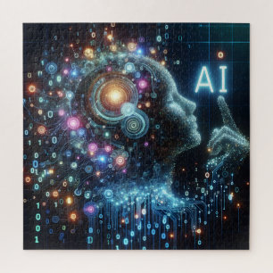 Puzzle Inteligencia Artificial, ilustracion Conceptual.