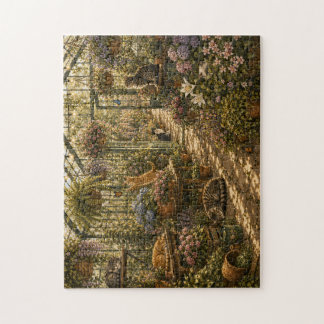 Puzzle Invernadero Botánico Acogedor Gatos Acuarela P