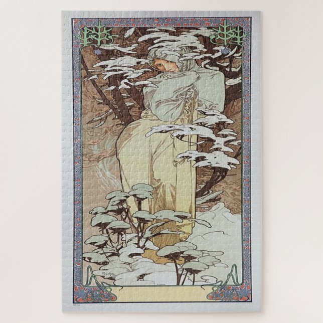 Puzzle Invierno de 1900: Un Art Nouveau de Mucha (Vertical)