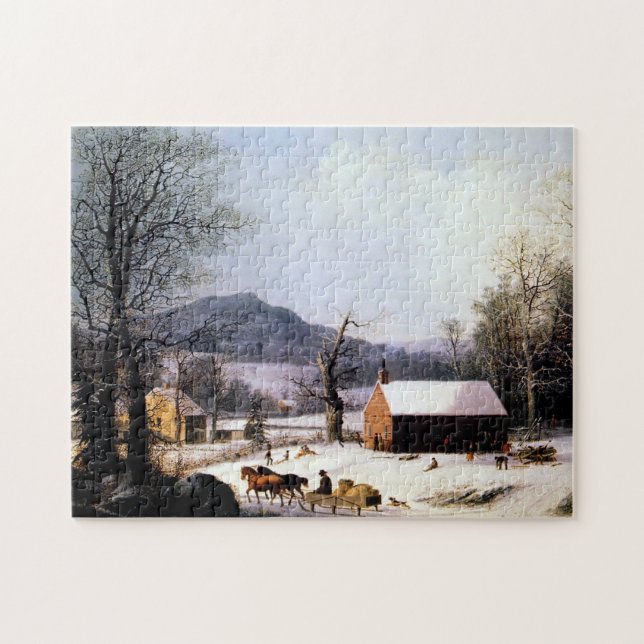 Puzzle Invierno de la Escuela Roja George Henry Durrie 18 (Horizontal)