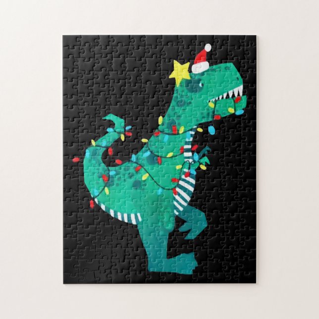 Puzzle Invierno de los Navidades roares de los dinosaurio (Vertical)
