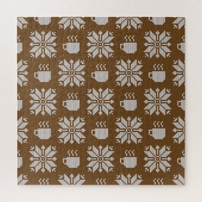 Puzzle Invierno de punto: tazas de té decorativas (Vertical)