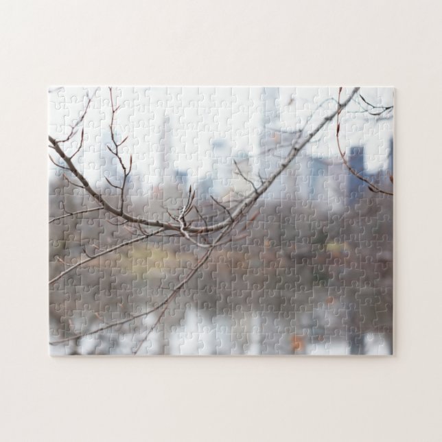 Puzzle Invierno en Central Park Lake Nueva York Skyline (Horizontal)