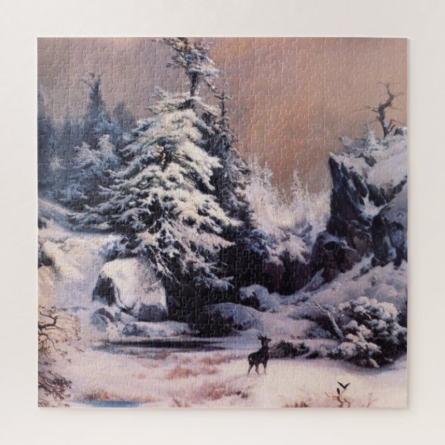 Puzzle Invierno en las montañas rocosas (por Thomas Moran (Vertical)