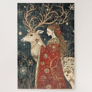 Puzzle Invierno encantado: La doncella y el Stag