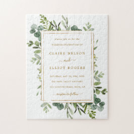 Puzzle Invitación a bodas botánicas de oro verde