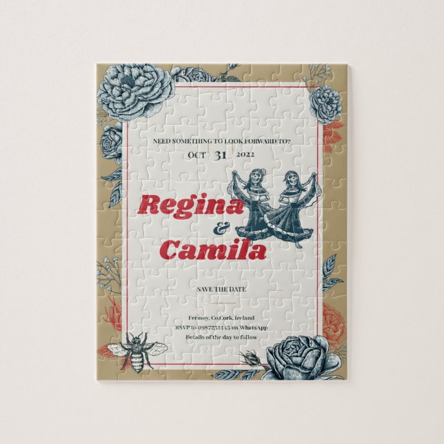 Puzzle Invitación a la boda de Calaveras (Lesbiana) (Colo (Vertical)