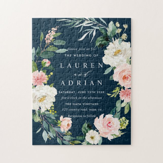 Puzzle Invitación a la boda de la floral de la corona de  (Vertical)