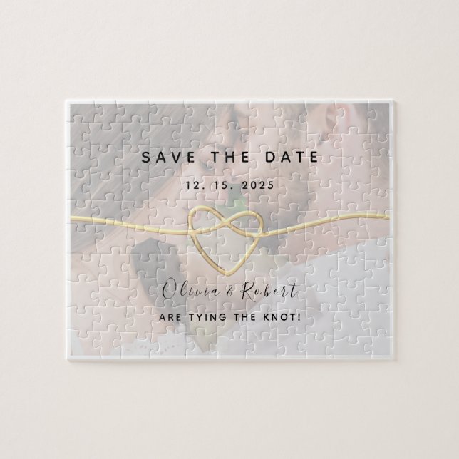 Puzzle Invitación de Ahorro de Boda de Foto Simple (Horizontal)