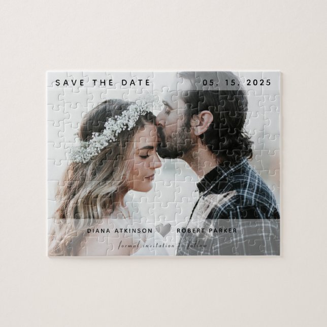 Puzzle Invitación de Ahorro de Fecha de Boda (Horizontal)