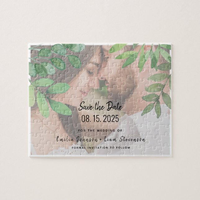 Puzzle Invitación de boda para guardar la fecha con foto (Horizontal)