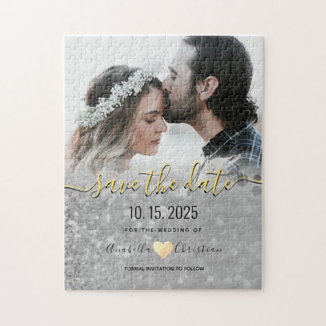 Puzzle Invitación de boda para guardar la fecha con foto (Vertical)