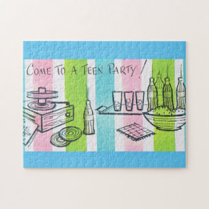 Puzzle Invitación de Fiesta adolescente retro