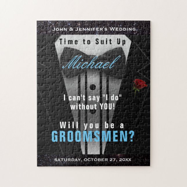 Puzzle Invitación de Fun Groomsmen (Vertical)