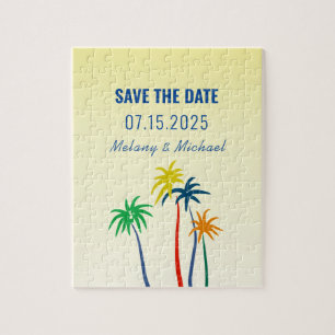 Puzzle Invitación de guardar la fecha de boda tropical