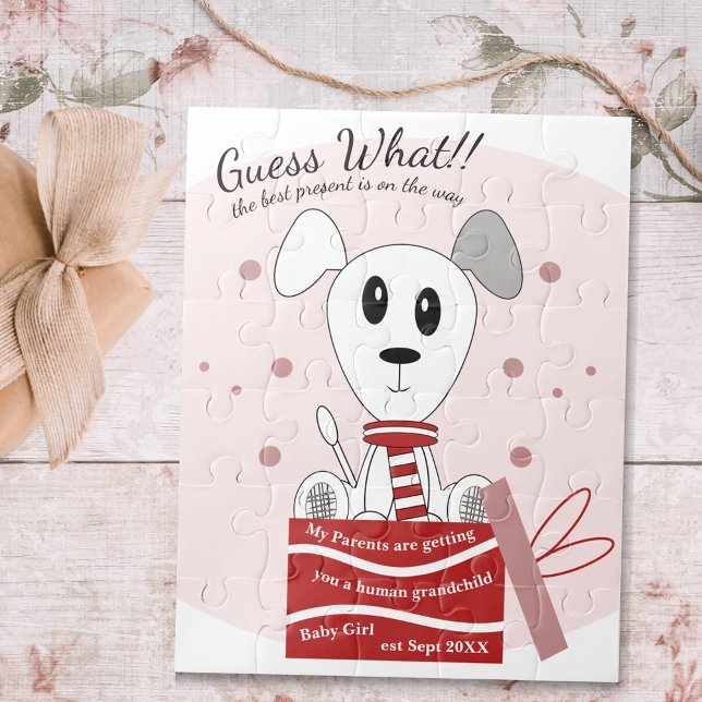 Puzzle Invitación del embarazo de la niña bebé (rojo) (Subido por el creador)