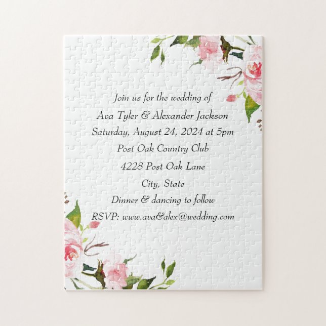 Puzzle Invitaciones de boda floral (Vertical)