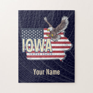 Puzzle Iowa Estados Unidos Retro State Map Vintage USA