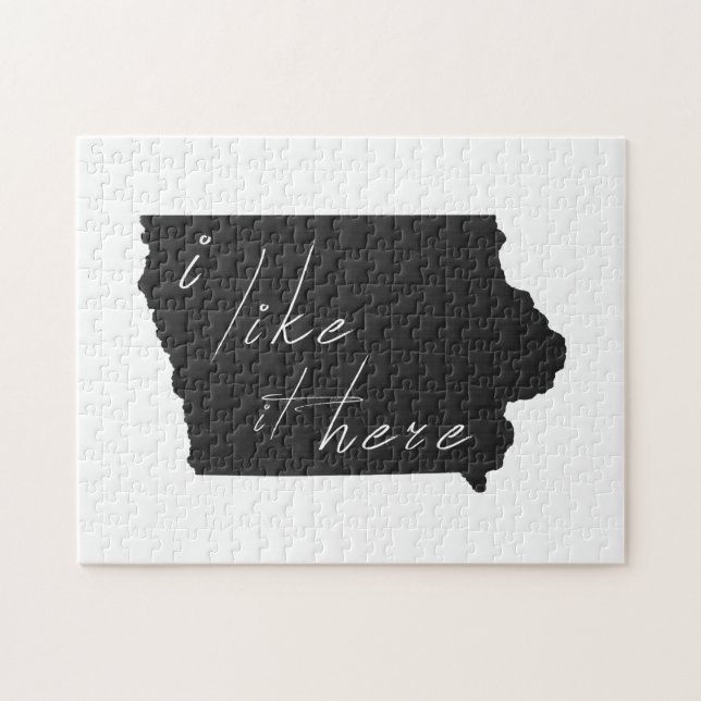 Puzzle Iowa Me Gusta Aquí El Silhouette Black (Horizontal)
