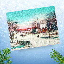 Puzzle Ir a la iglesia, Navidades en la víspera de J. Hoo