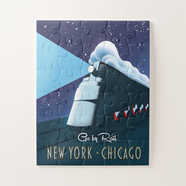 Puzzle "Ir en tren" Nueva York - Chicago (Vertical)