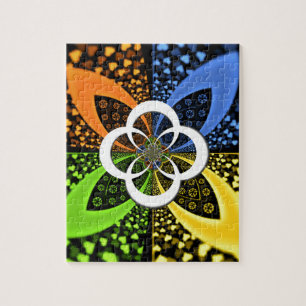 Puzzle Iridescent blue green yellow Hearts