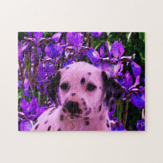 Puzzle Iris Flowers Dalmatiano Perro Art
