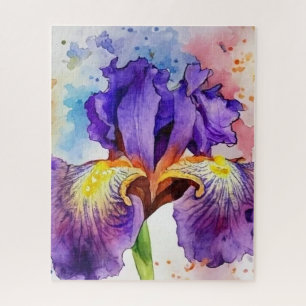 Puzzle Iris morado en acuarela