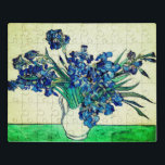 Puzzle Irises (1890) de Vincent Van Gogh<br><div class="desc">Bonito , Vintage , Bella pintura Vincent Van Gogh Irises (1890) Pegatina. Esta es una antigua obra maestra del pintor holandés Vincent Van Gogh. Esta pintura al óleo antiguo de arte fino tiene un color hermoso, vibrante y saturado. Esta vieja pintura representa un montón de iris azul violeta. Vincent Van...</div>