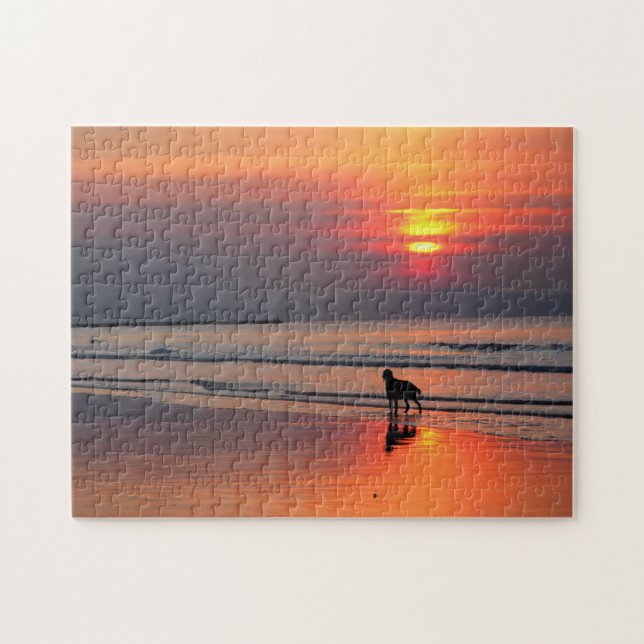 Puzzle Irish Setter en la puesta del sol por el (Horizontal)