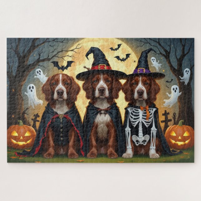 Puzzle Irlandés Red Setter Dogs Pumpkin Halloween Funny (Horizontal)