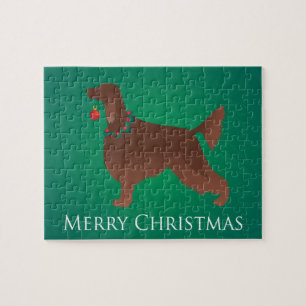 Puzzle Irlandés Setter Dog Merry Christmas Design