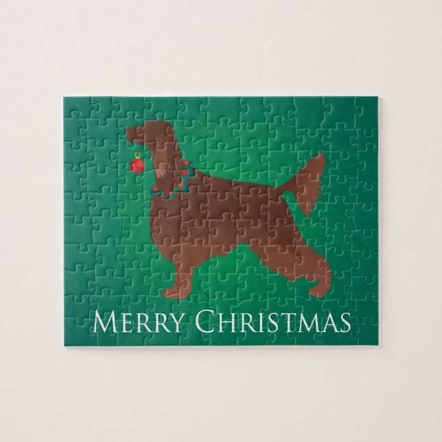 Puzzle Irlandés Setter Dog Merry Christmas Design (Horizontal)