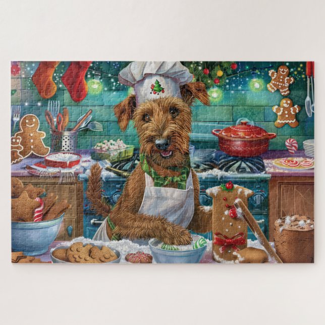 Puzzle Irlandés Terrier Holiday Baking: Navidades festivo (Horizontal)